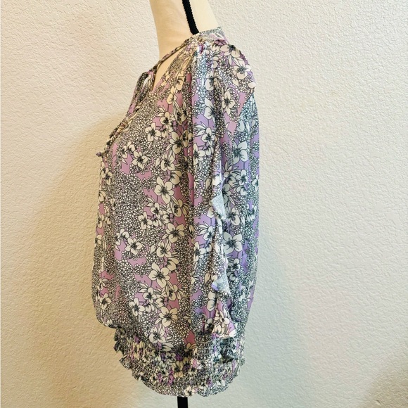 Parker “Lyla” Ruffle Sleeve Lavender Floral Smocked Top - Picture 5 of 8
